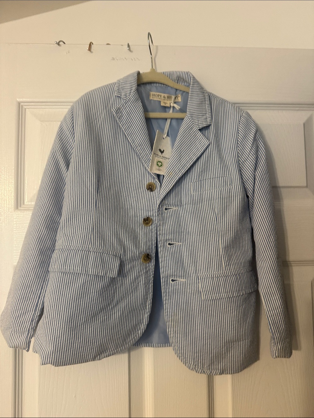 Hope & Henry Light Blue Striped Kids Blazer